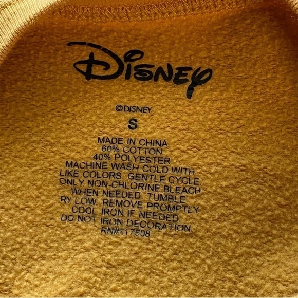 Disney Mickey Mouse Mustard Yellow Graphic Vintage Pullover Crewneck Sweatshirt - Picture 4 of 7